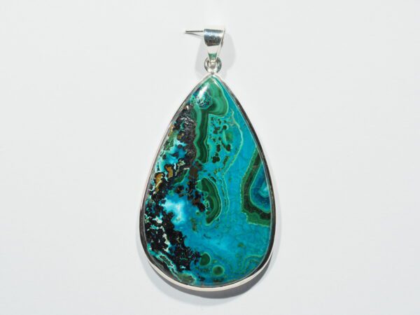 Pendentif n°10 Malachite Chrysocolle & Argent 925