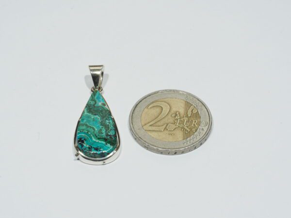 Pendentif n°17 Malachite Chrysocolle & Argent 925 taille et poids – Image 11