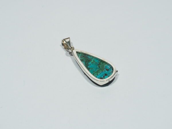 Pendentif n°17 Malachite Chrysocolle & Argent 925 taille et poids – Image 6