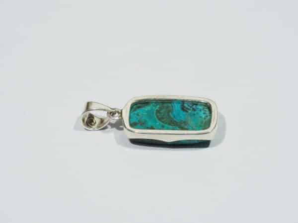 Pendentif n°6 Malachite Chrysocolle & Argent 925 – Image 5