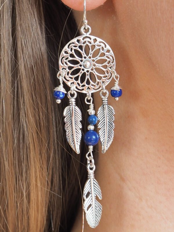 Boucle d'oreille Lapis-Lazuli et argent 925