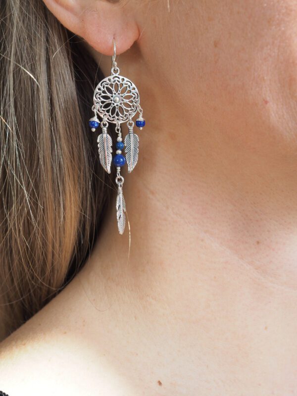 Boucle d'oreille Lapis-Lazuli et argent 925 – Image 3