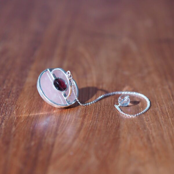 Pendule Pyramide Quartz rose et Grenat rouge n°2 Pièce unique – Image 6