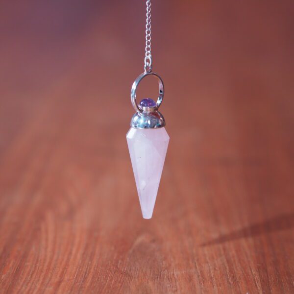 Pendule Cône Quartz rose et améthyste n°2 Pièce unique – Image 4