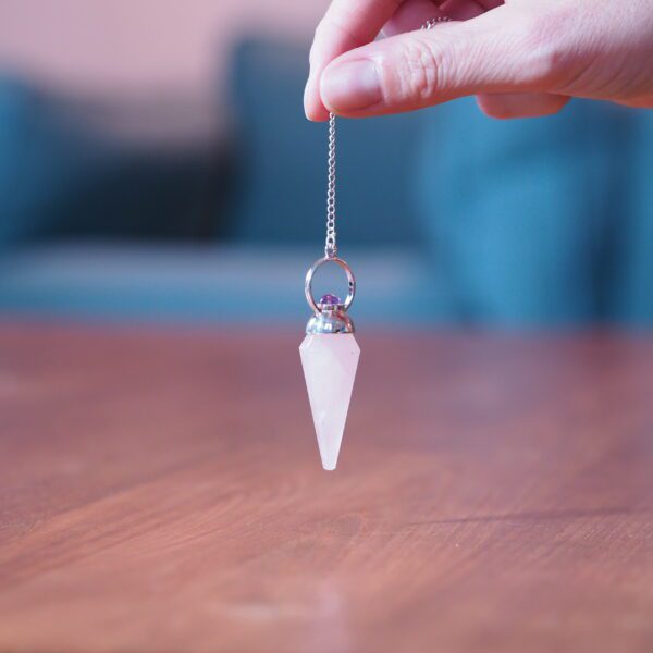 Pendule Cône Quartz rose et améthyste n°2 Pièce unique – Image 2