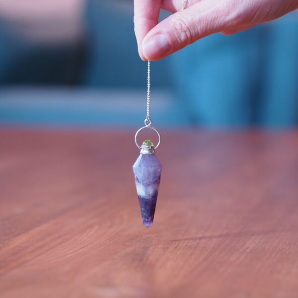 Pendule Améthyste Chevron et Péridot n°2 Pièce unique – Image 2