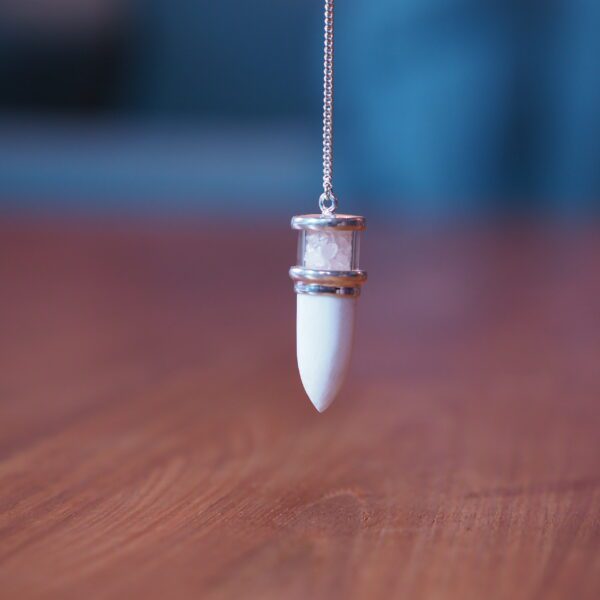 Pendule Sélénite et Quartz Rose n°2 Pièce unique – Image 2