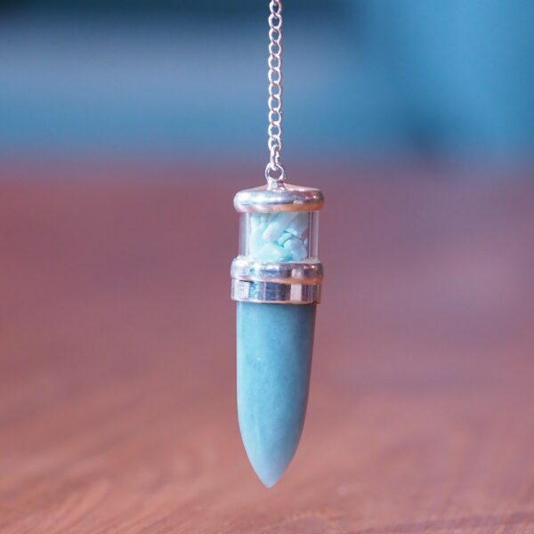 Pendule Calcite Bleue et Amazonite n°2 Pièce unique