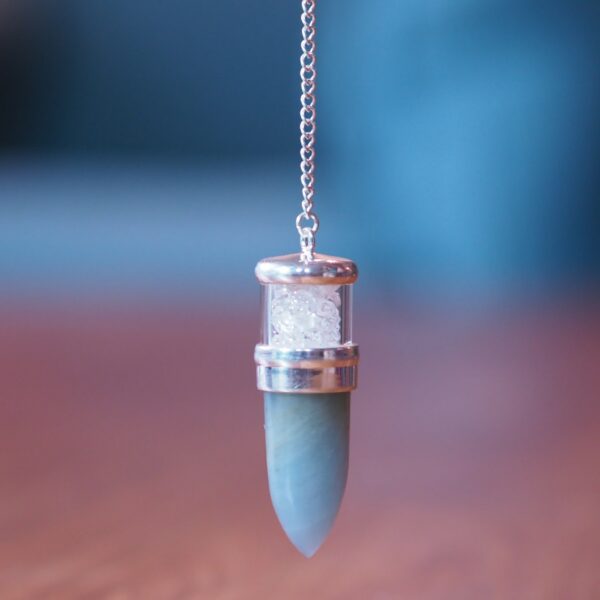 Pendule Calcite Bleue et Cristal de roche n°2 Pièce unique