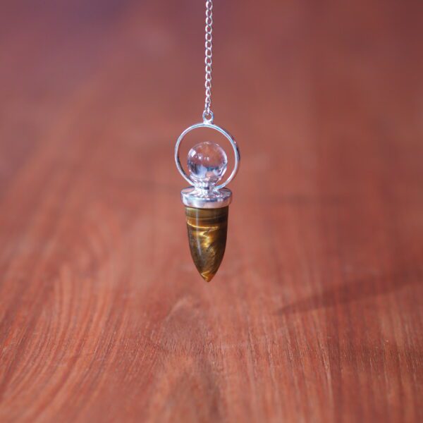 Pendule Œil de tigre et Cristal de Roche 2 Pièce unique – Image 5
