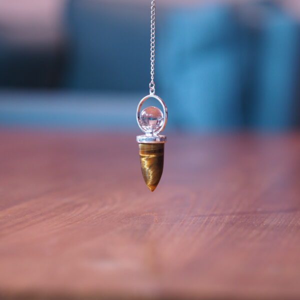 Pendule Œil de tigre et Cristal de Roche 2 Pièce unique – Image 3