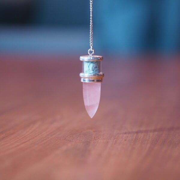Pendule Quartz Rose et Amazonite n°2 Pièce unique – Image 3