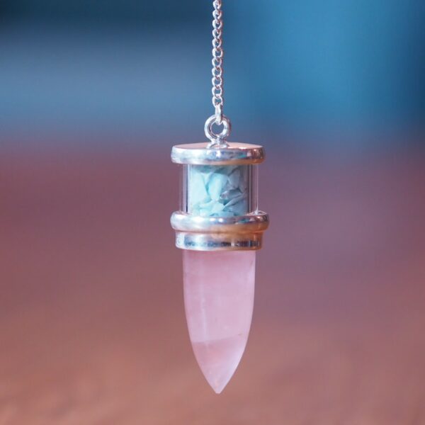 Pendule Quartz Rose et Amazonite n°2 Pièce unique