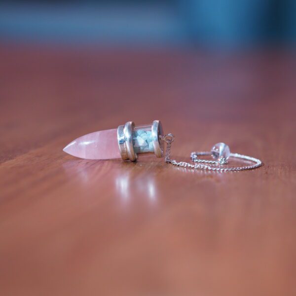 Pendule Quartz Rose et Amazonite n°2 Pièce unique – Image 5