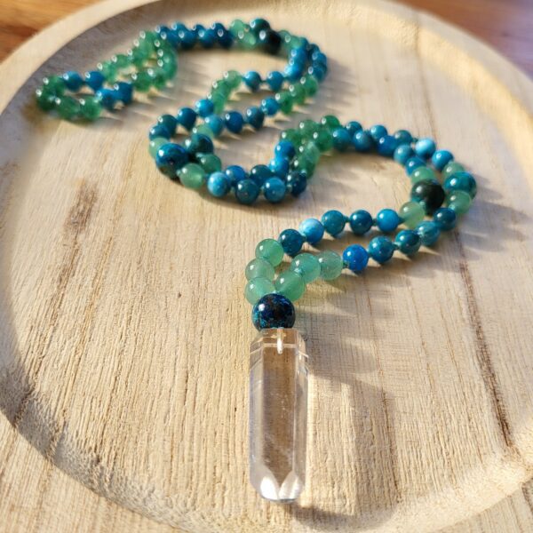 Mala en Pierre :  Apatite - Aventurine - Chrysocolle - Cristal de Roche -  Modèle Unique – Image 5