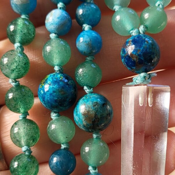 Mala en Pierre :  Apatite - Aventurine - Chrysocolle - Cristal de Roche -  Modèle Unique – Image 6