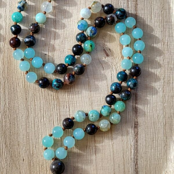 Mala en Pierre : Chrysocolle  - Chrysoprase  - Amazonite africaine - Turquoise -  Modèle Unique – Image 5