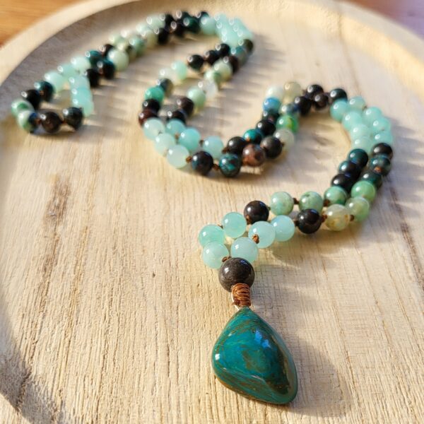 Mala en Pierre : Chrysocolle  - Chrysoprase  - Amazonite africaine - Turquoise -  Modèle Unique – Image 4
