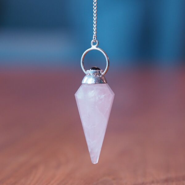 Pendule Cône Quartz rose et Grenat rouge n°2 Pièce unique