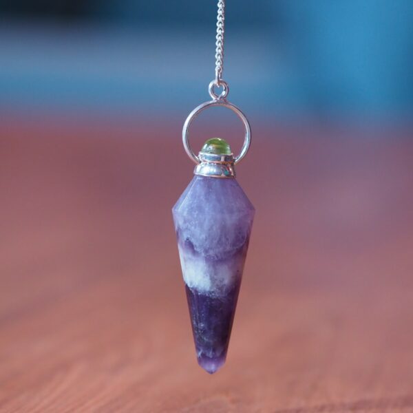 Pendule Améthyste Chevron et Péridot n°2 Pièce unique