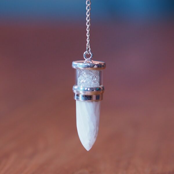 Pendule Sélénite et Cristal de roche n°2 Pièce unique