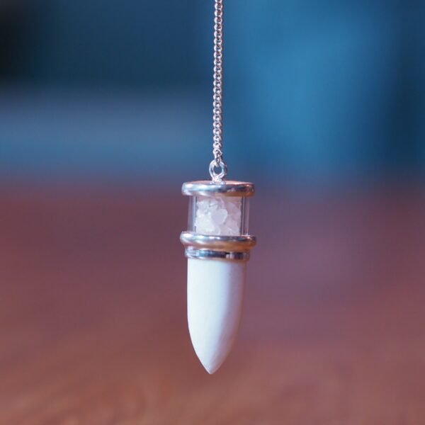 Pendule Sélénite et Quartz Rose n°2 Pièce unique
