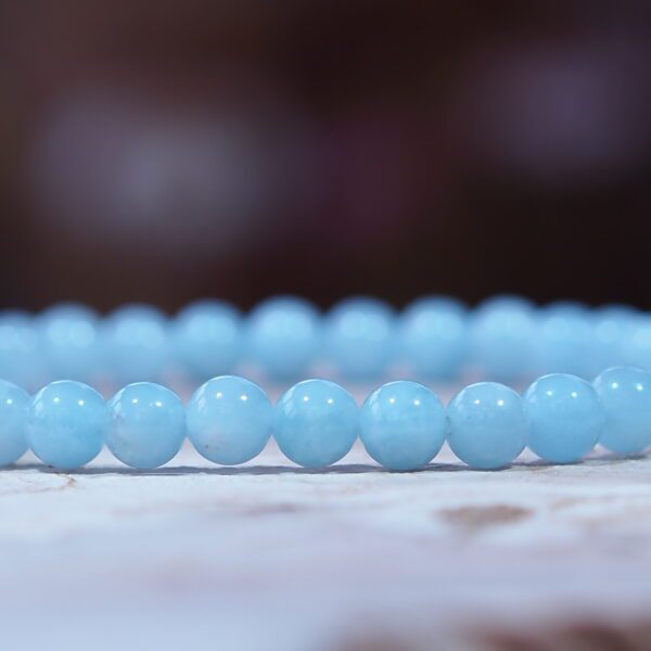 Bracelet Aigue marine perles 6 mm Qualité A – Image 3