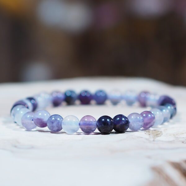 Bracelet Fluorite Lila perles 6 mm