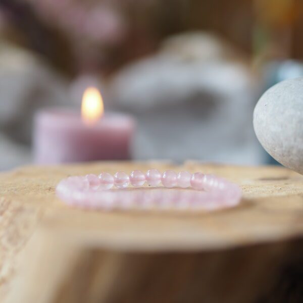Bracelet Quartz rose perles 6 mm – Image 5